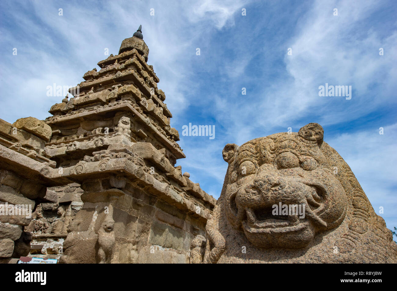 Gruppe von Denkmälern in Mahabalipuram Stockfoto