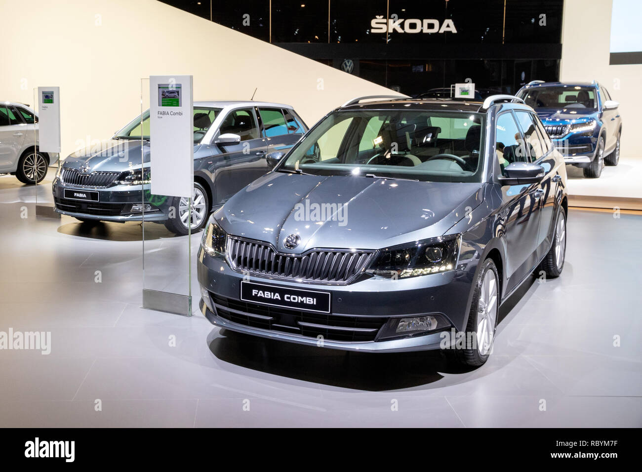 Brüssel - Jan 10, 2018: Skoda Fabia Auto auf dem Automobil-Salon in Brüssel vorgestellt. Stockfoto