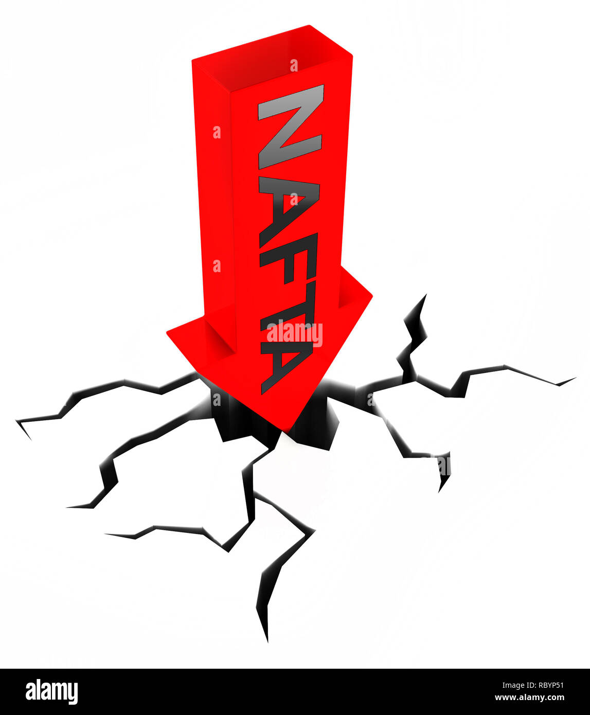 Trump NAFTA-Verhandlungen Abkommen mit Kanada und Mexiko. Vertrag oder Abkommen für grenzübergreifende Wirtschaft - 3D-Darstellung Stockfoto