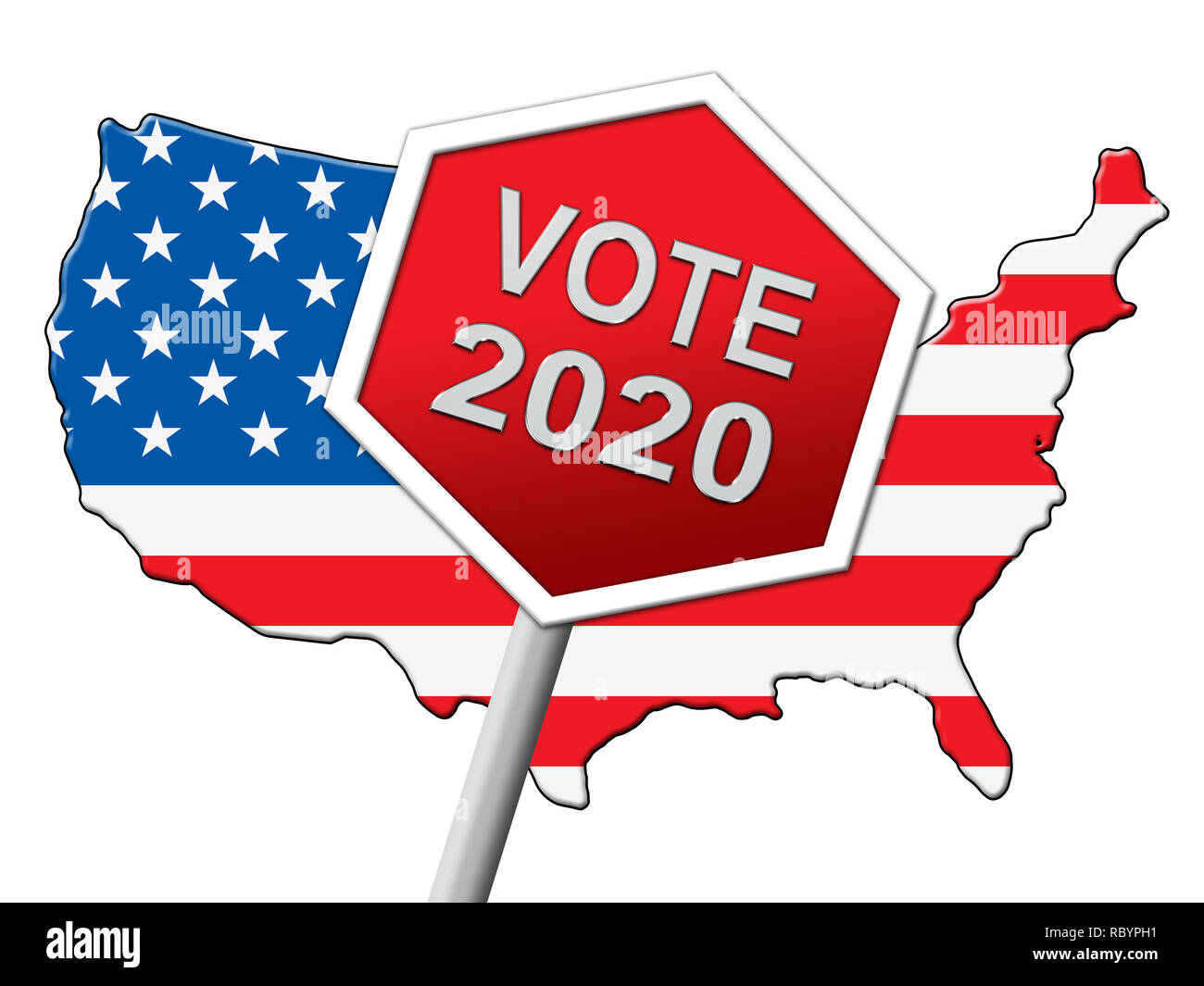 2020 Wahl Usa Präsidentschaftswahlen für die Beitrittskandidaten. Vereinigten Staaten politische Kampagne zum Referendum - 2d Darstellung Stockfoto