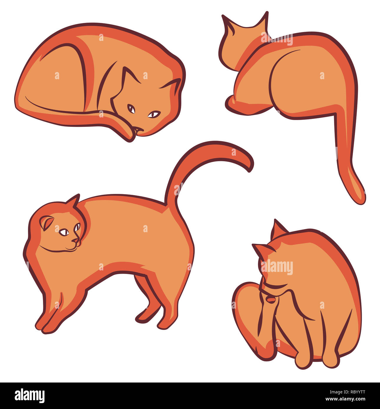 Orange Katze unterschiedlichen Posen clipart Stockfoto