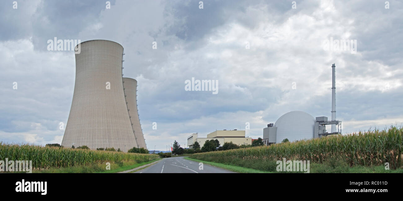 Gemeinschaftskernkraftwerk Grohnde, Gemeinde Emmerthal, Landkreis Hameln-Pyrmont, Naturpark Weserbergland Schaumburg-Hameln, Niedersachsen, Stockfoto