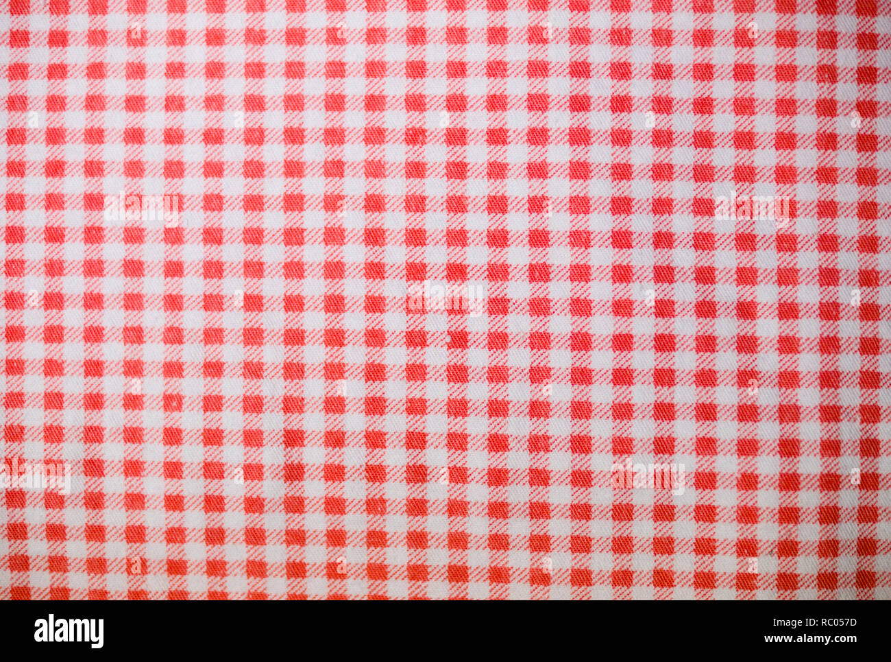 Red textile karierten Tuch Textur. Hintergrund, Küche. Stockfoto