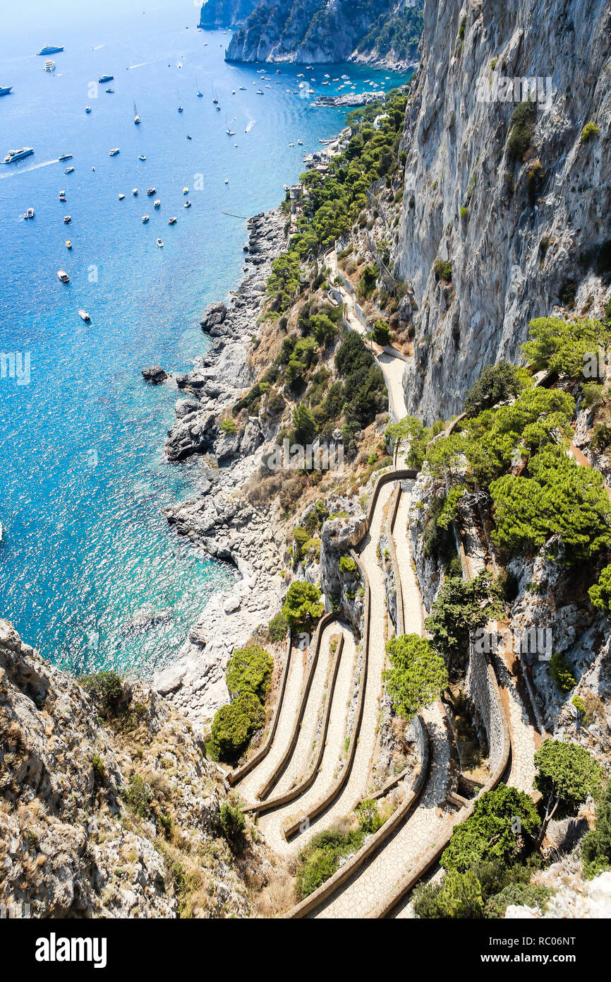 Blick auf Via Krupp von Augustus Gärten, Insel Capri