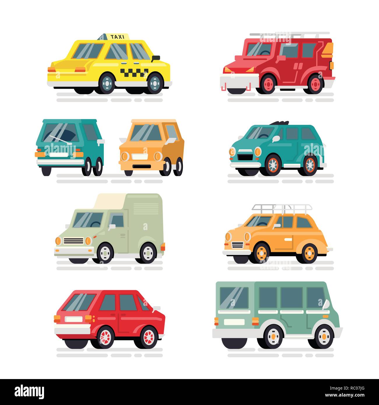 Der Vektor Bunte Autos Im Modernen Stil Isolierte Hintergrund Stock Vektorgrafik Alamy