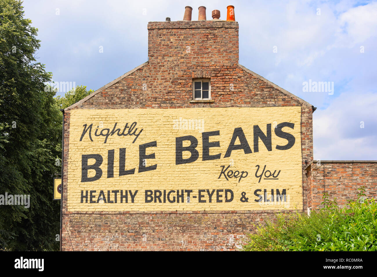 Vintage Galle Bohnen wand Advert, Herr Bürgermeister, York, North Yorkshire, England, Großbritannien Stockfoto