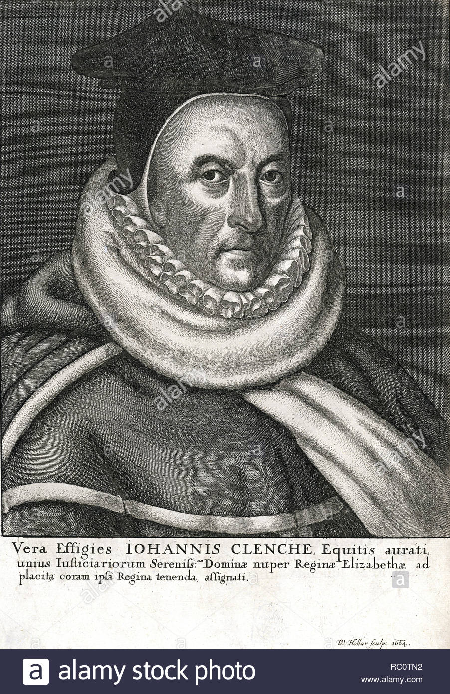 John clench Portrait, (gestorben 1607), war ein englischer Richter, Radierung von Böhmische Kupferstecher Wenzel Hollar aus 1664 Stockfoto