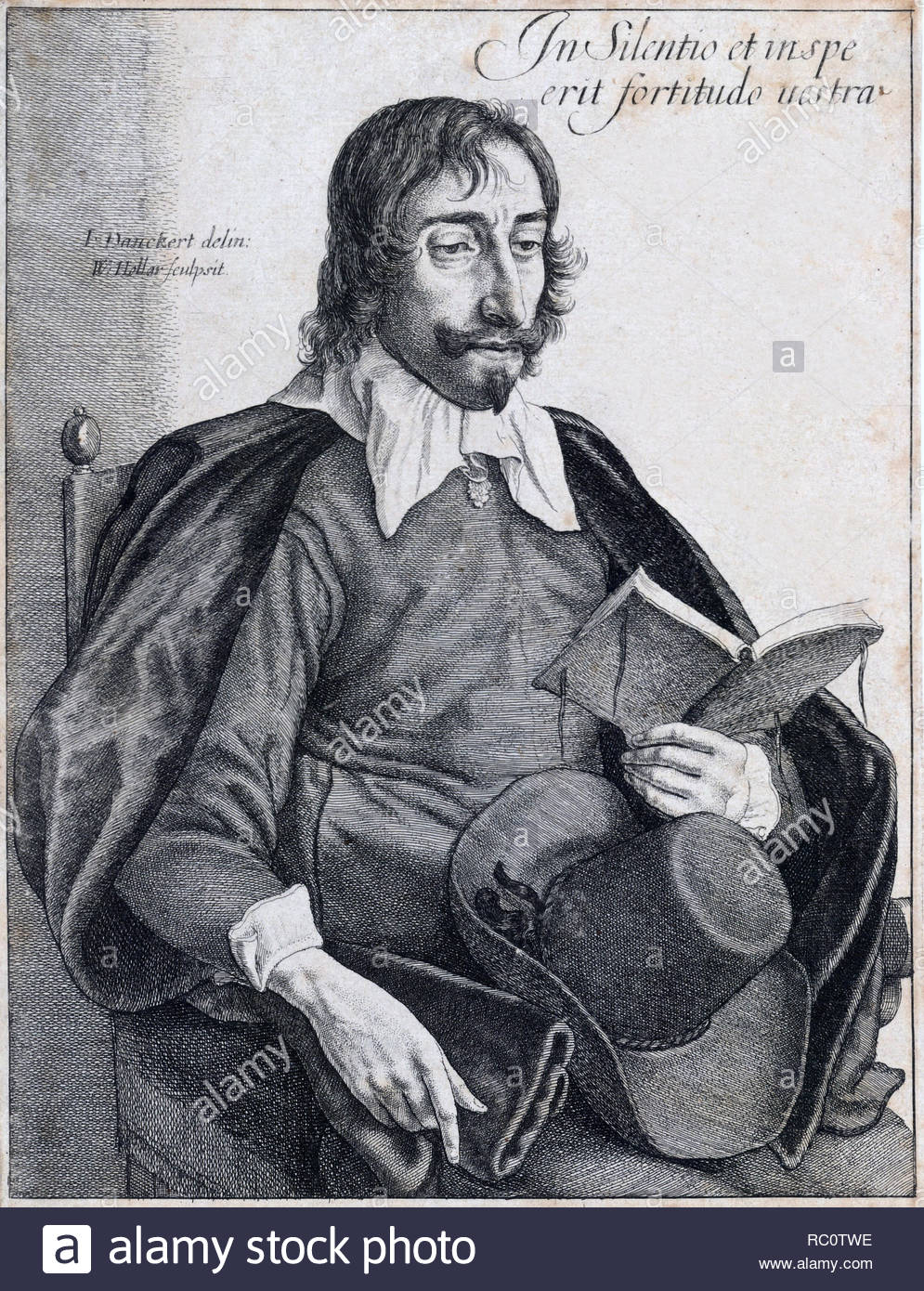 John Preis Porträt, 1602-1676, klassischer Philologe, Radierung von Böhmische Kupferstecher Wenzel Hollar aus 1600s Stockfoto