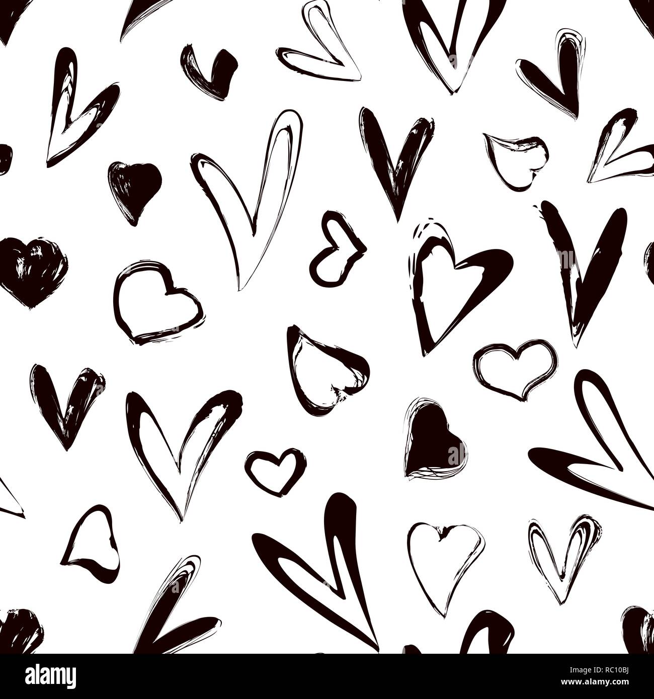 Dekorative nahtlose Muster mit Hand gezeichnete Herzen. Vector Illustration geeignet für Valentinstag, Hochzeit, Geburtstag. Stock Vektor
