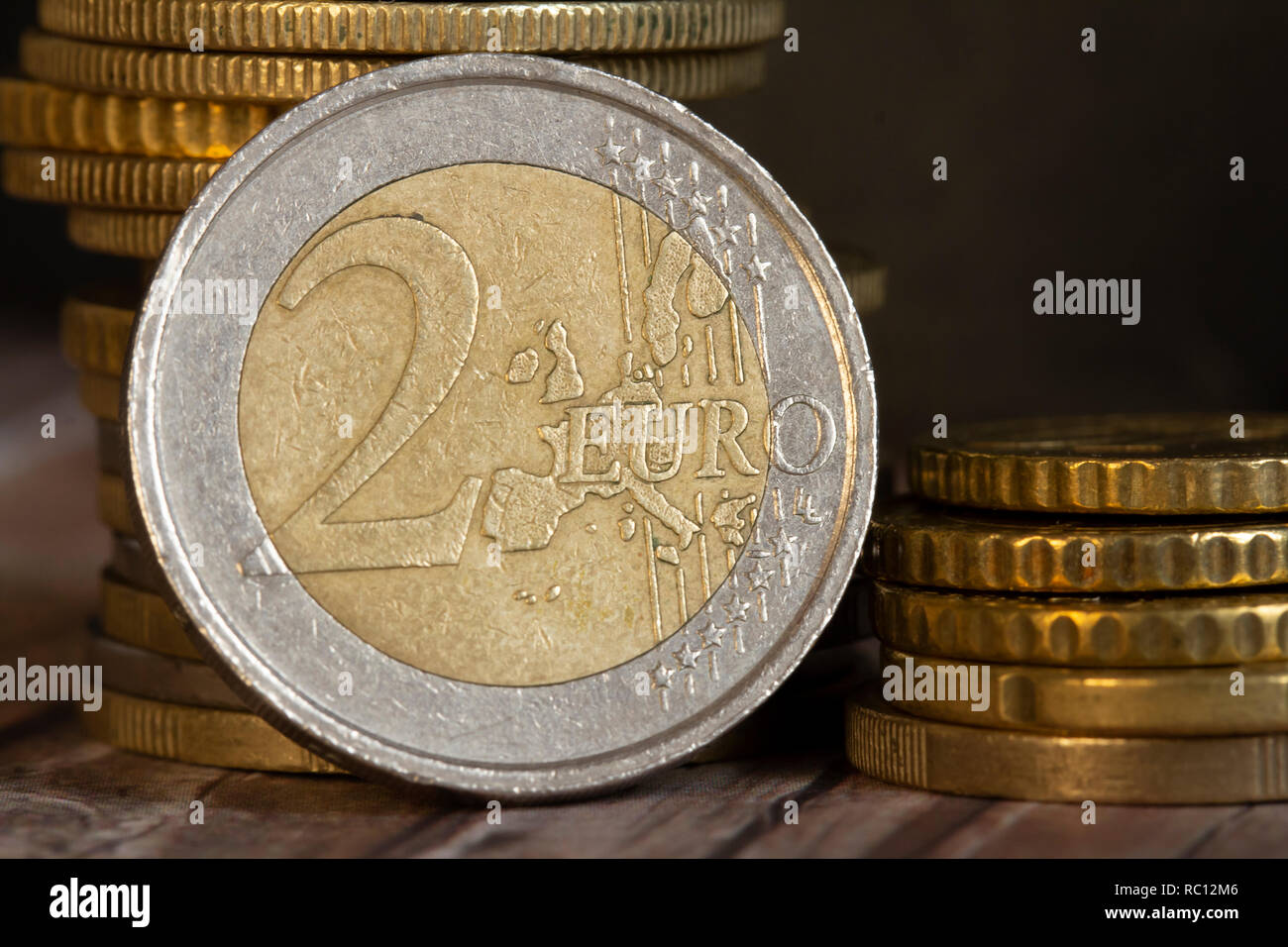 Euro Münzen Makro Stockfoto