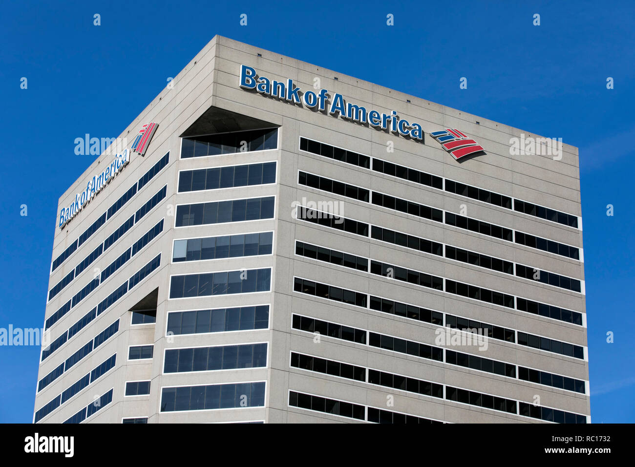 Ein logo Zeichen außerhalb eines besetzt von Bank von Amerika, in Baltimore, Maryland am 11. Januar 2019. Stockfoto