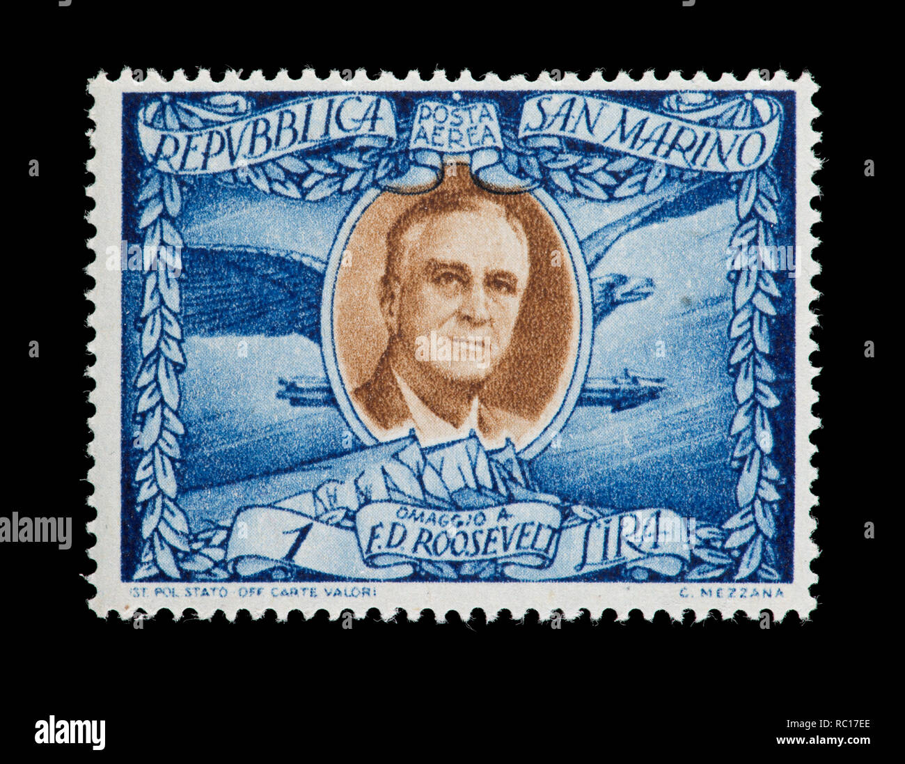 Stempel Stempel aus San Marino, Franklin Delano Roosevelt Stockfoto