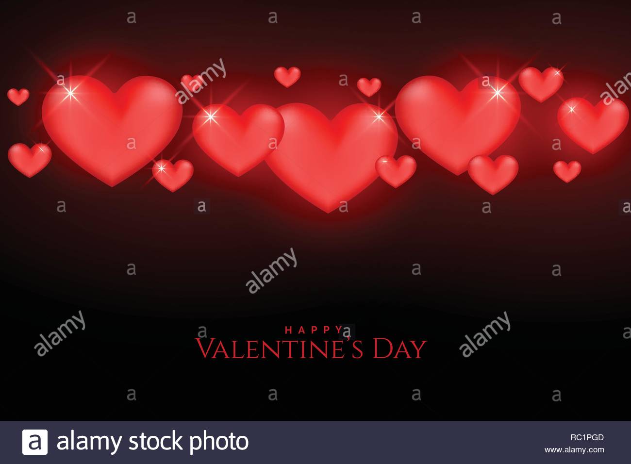 Schonen Valentinstag Rot Gluhenden Herzen Auf Schwarzem
