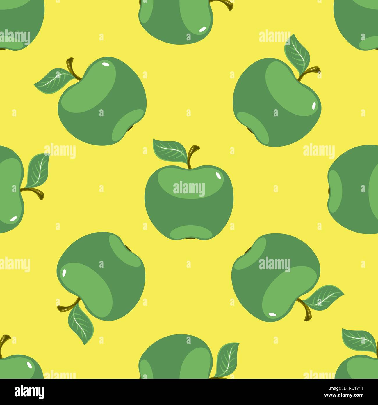 Apple grün gelb nahtlose Muster Hintergrund Stock Vektor