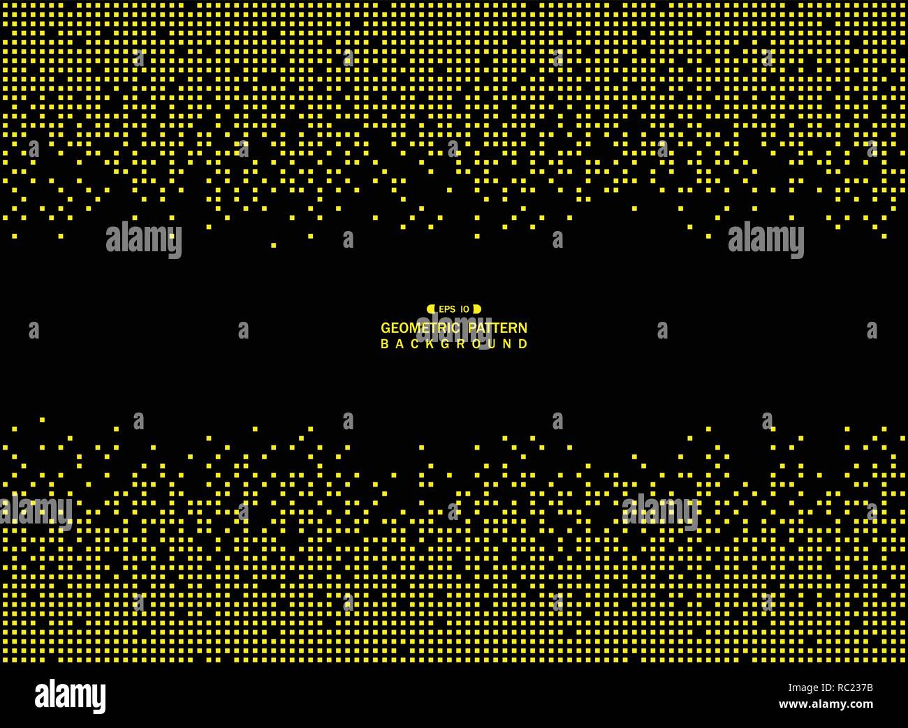 Zusammenfassung von Technologie gelbes Quadrat geometrische Muster auf schwarzen Hintergrund, Vector EPS 10. Stock Vektor