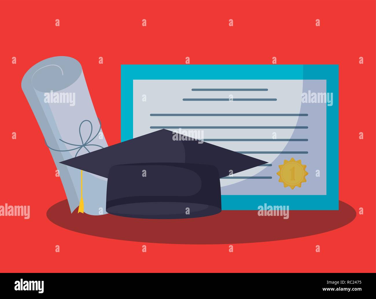 die-graduierung-klasse-feier-karte-mit-hut-und-diplom-vector
