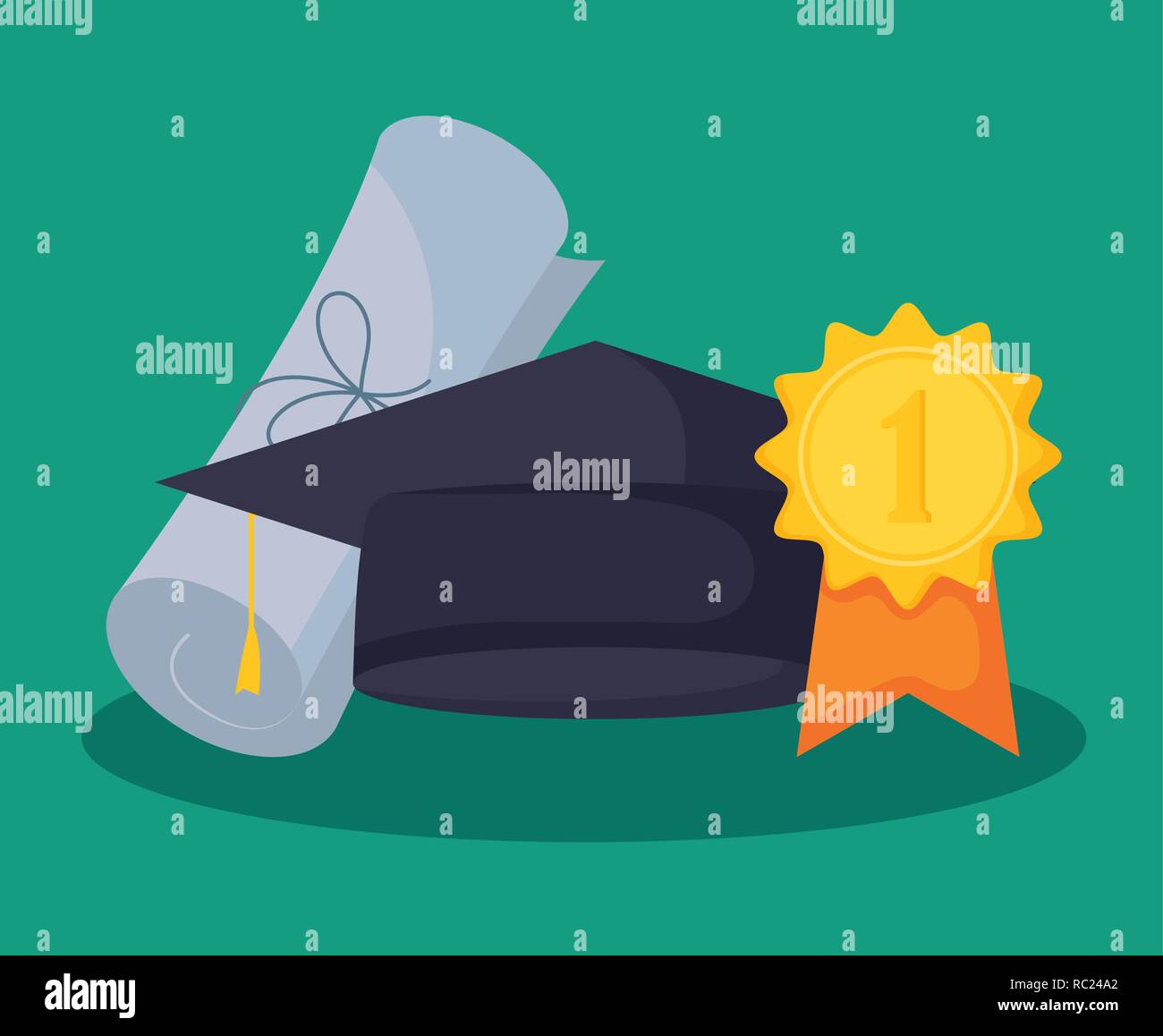 die-graduierung-klasse-feier-karte-mit-hut-und-diplom-vector