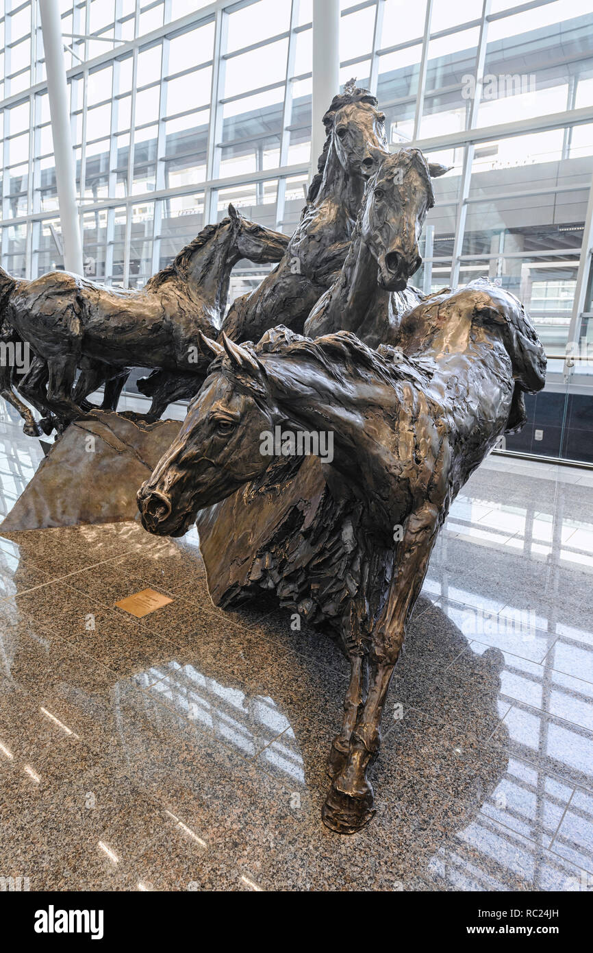 Kunst im öffentlichen Raum Installation am neuen internationalen Flughafen von Calgary (YYC) Anreise Ebene Stockfoto