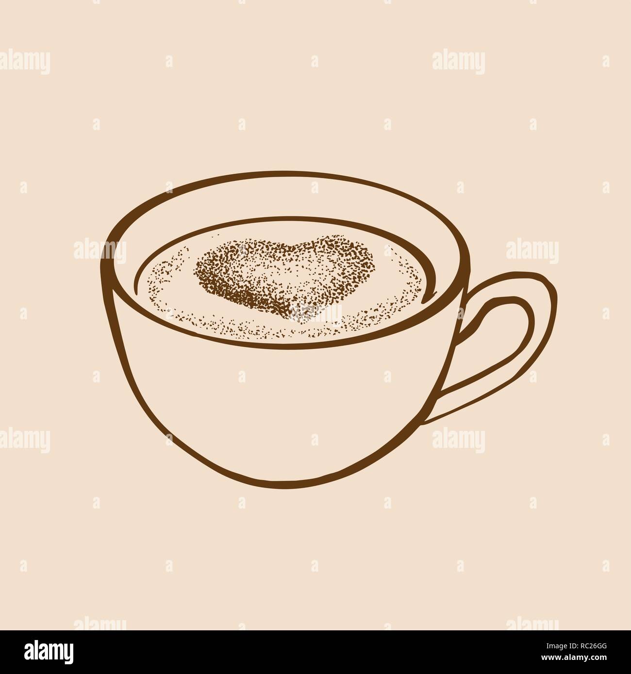 Handskizze Tasse Tee Oder Kaffee Mit Herz Gezeichnet Vector Illustration Stock Vektorgrafik Alamy