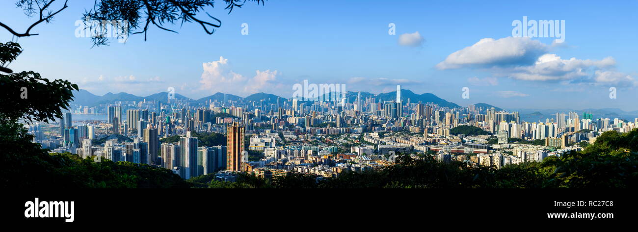Hong Kong Stadtbild Blick von der Lion Rock am Tag Stockfoto