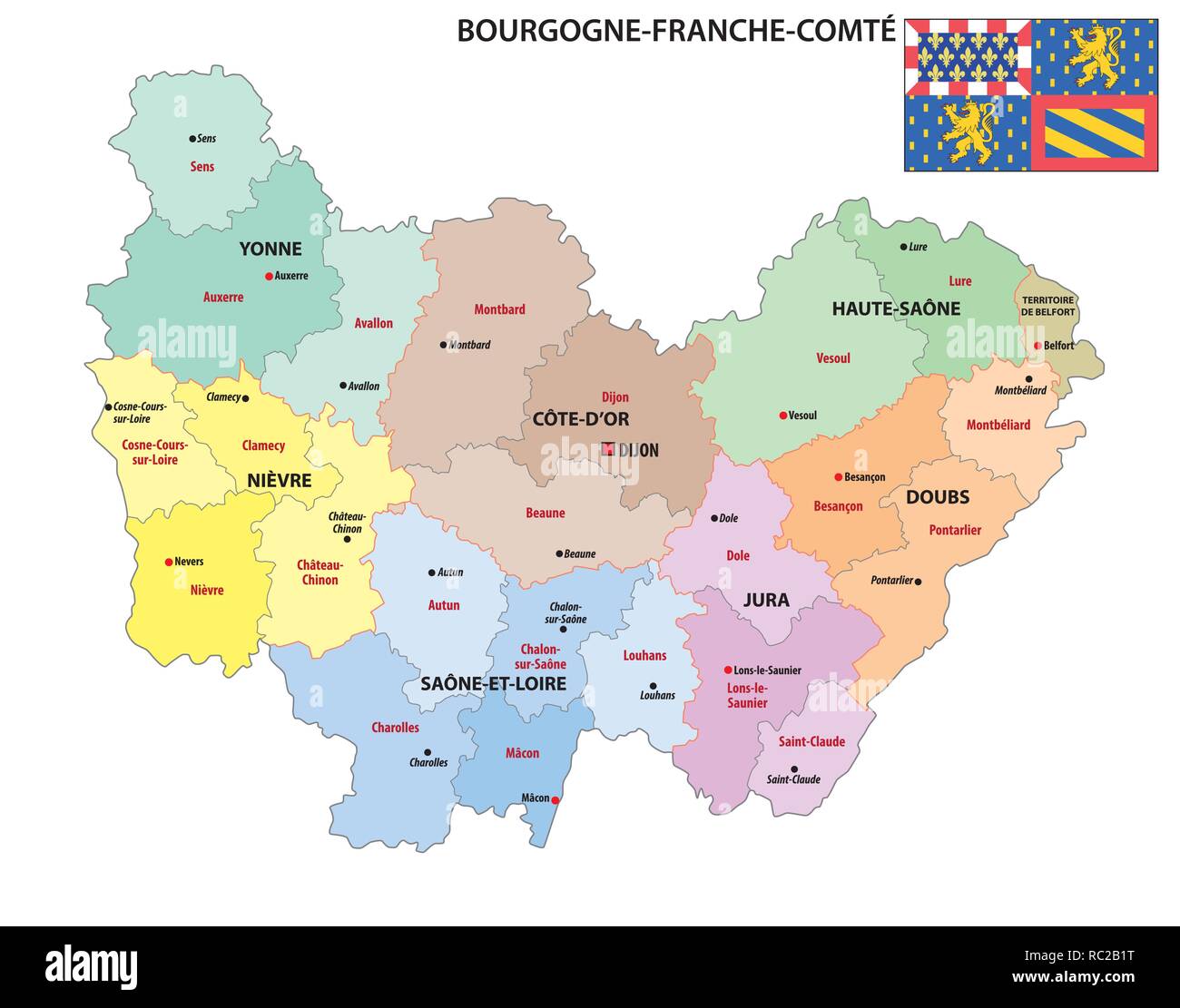carte de la bourgogne france