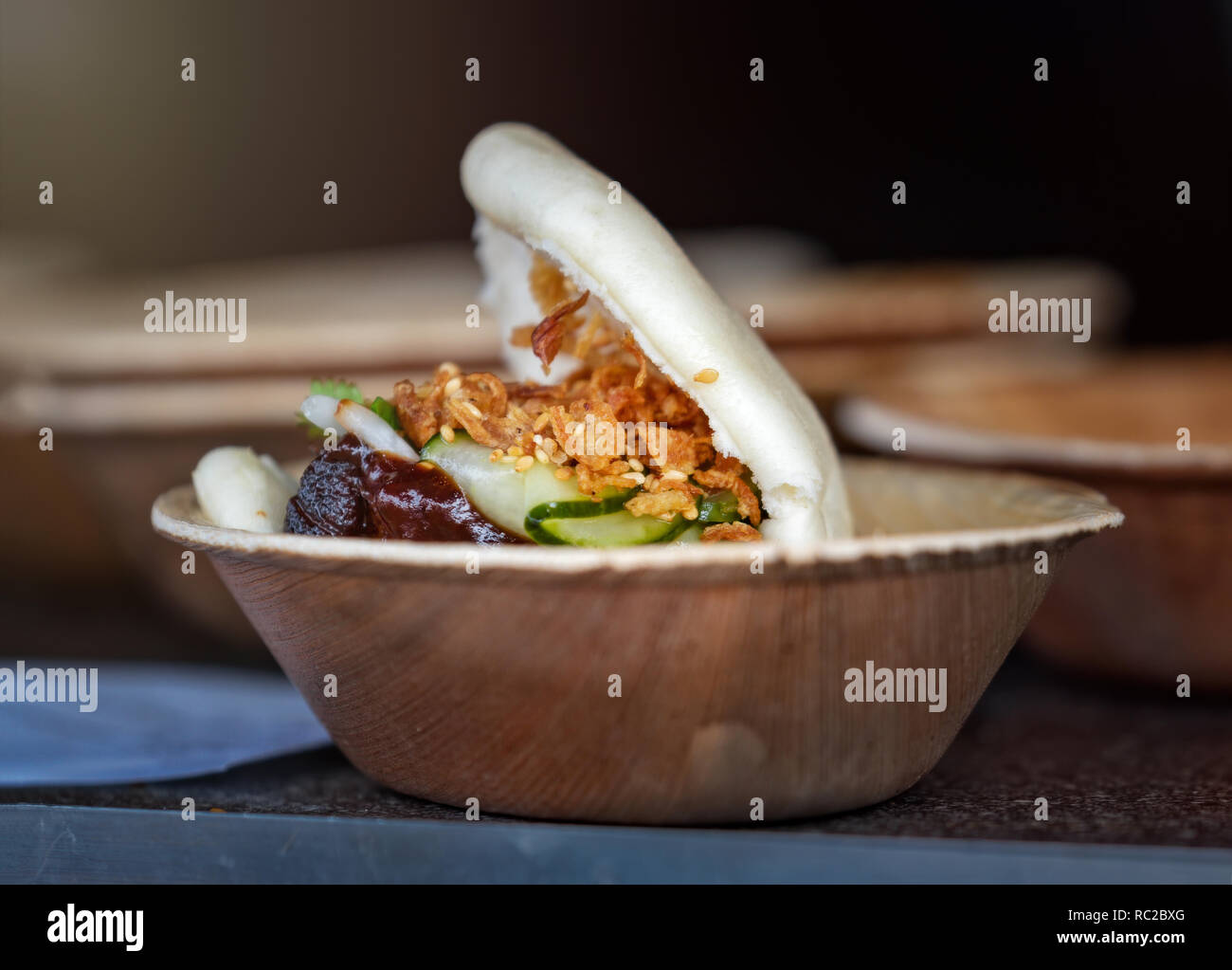 Lecker fast food zu einem Street Food Festival in Stockholm. Stockfoto