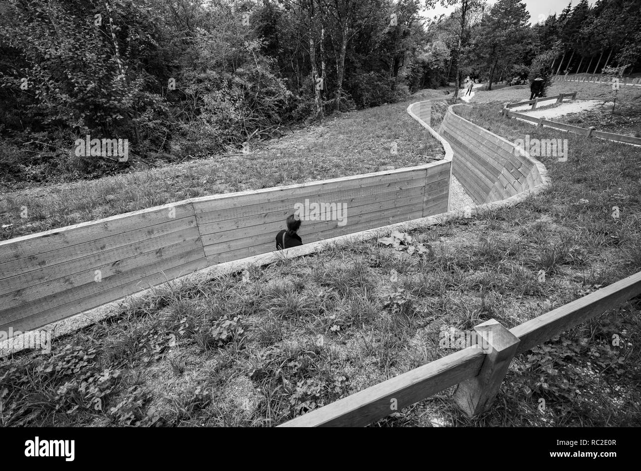 Verdun, Frankreich - September 2018: Restauriert Weltkrieg graben Linie in Verdun, Frankreich Stockfoto