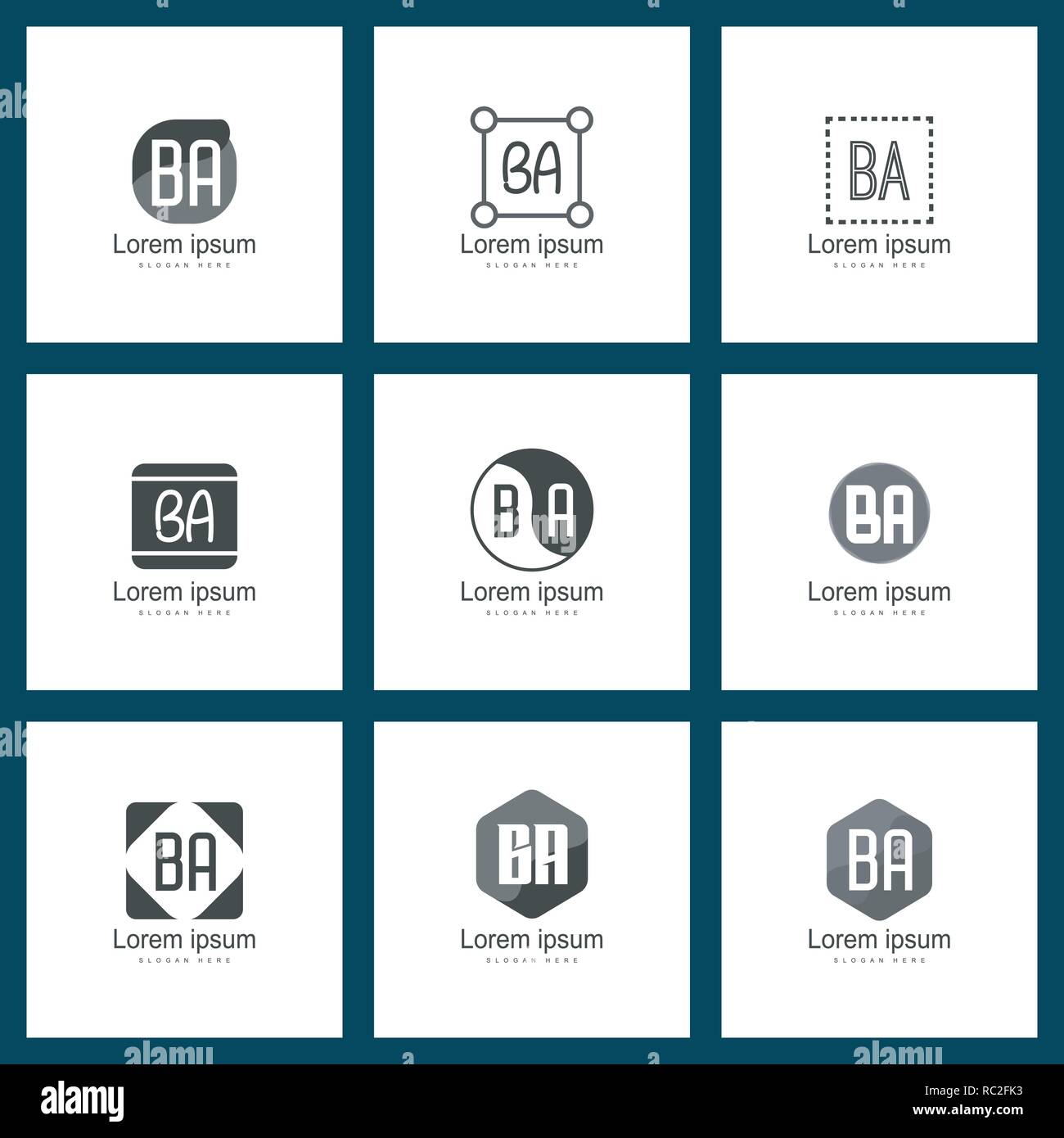 Satz von Buchstaben Logo. Erste BA-Logo Vorlage Vektor Design Stock Vektor