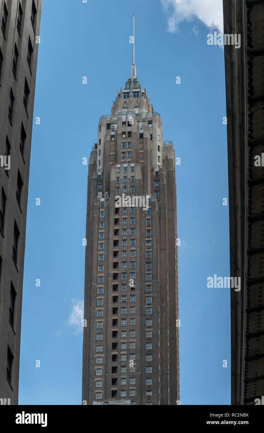 New York City, USA, - Juli 30, 2013: 70 Pine Street Wolkenkratzer, die American International Building in Manhattan, New York Stockfoto
