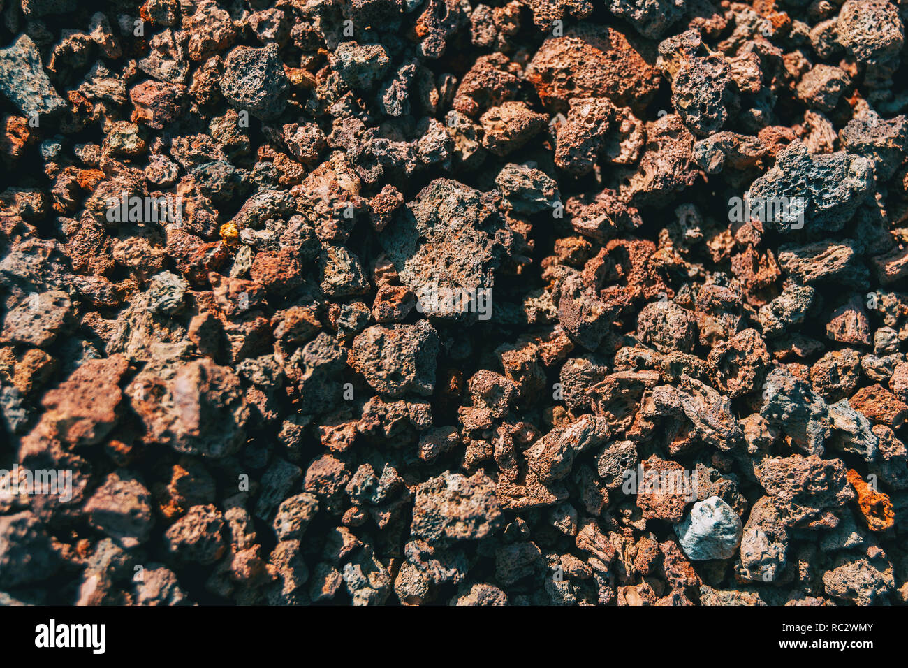Detail der vulkanischen Felsen auf dem Boden Stockfoto