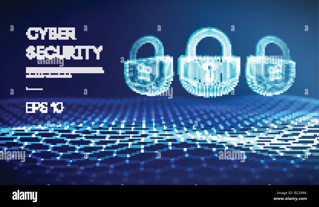 Coputer internet Cyber Security Hintergrund. Internetkriminalität Vector Illustration. Digitale Sperre Stock Vektor