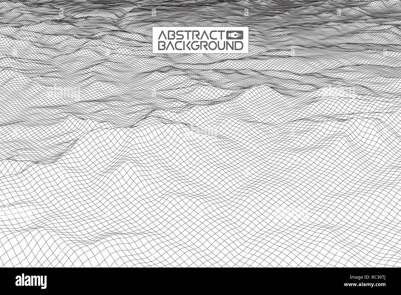Abstract vector Drahtmodell Landschaft Hintergrund. Cyberspace Grid. 3d-technologie Drahtmodell Vector Illustration. Digitale Drahtmodell Landschaft für Präsentationen. Stock Vektor