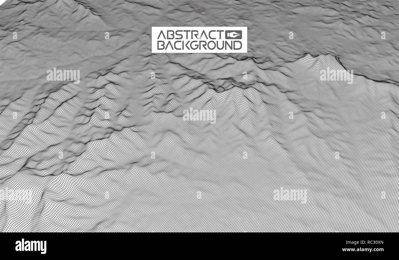Abstract vector Drahtmodell Landschaft Hintergrund. Cyberspace Grid. 3d-technologie Drahtmodell Vector Illustration. Digitale Drahtmodell Landschaft für Präsentationen. Stock Vektor