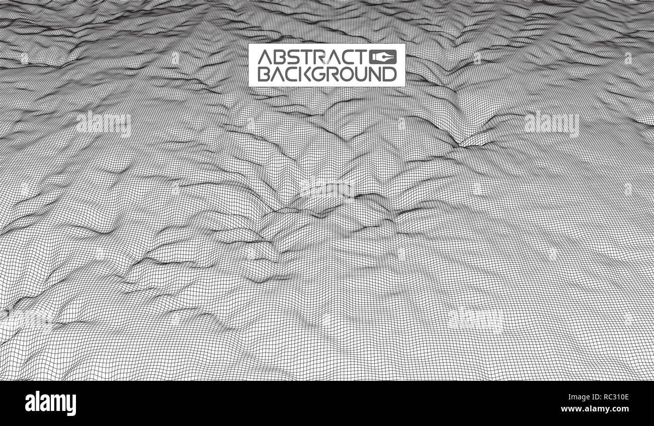 Abstract vector Drahtmodell Landschaft Hintergrund. Cyberspace Grid. 3d-technologie Drahtmodell Vector Illustration. Digitale Drahtmodell Landschaft für Präsentationen. Stock Vektor