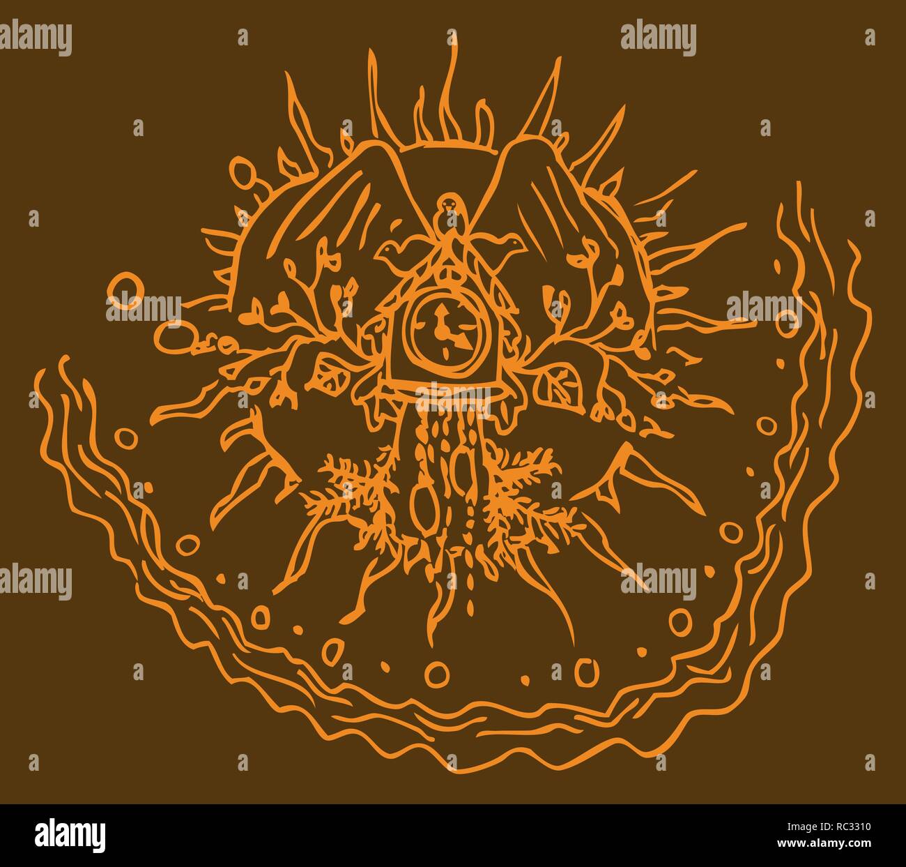Skizze einer Kuckucksuhr-braune Farbtöne von jziprian Stock Vektor