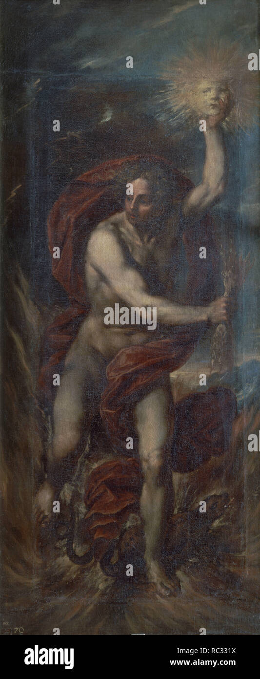 EL FUEGO - SIGLO XVII-OLEO/LIENZO-245 x 160-NP 3198 - BARROCO ESPAÑOL. Autor: ANONIMO ESPAÑOL. Lage: Museo del Prado - PINTURA. MADRID. Spanien. Stockfoto