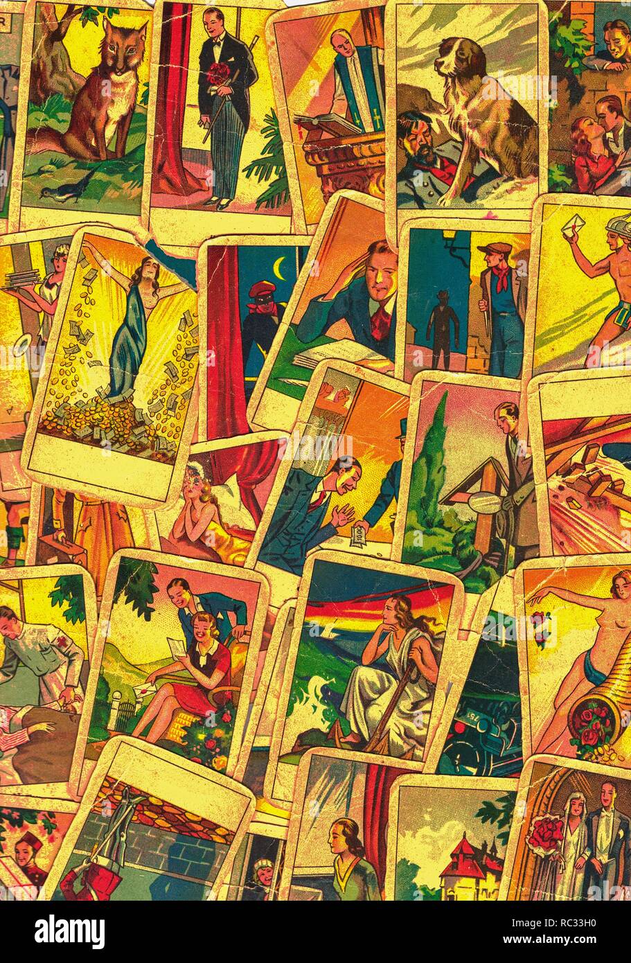 Vintage tarot Karten. Wahrsagen mit einem der beliebtesten okkulten Tarot Karten Stockfoto