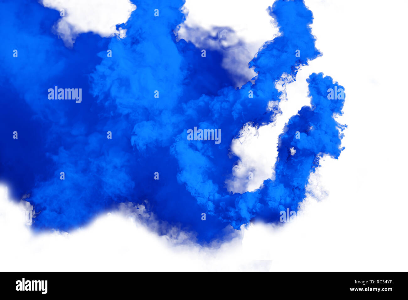 Blauer Rauch Bombe auf weißem Hintergrund Stockfotografie - Alamy