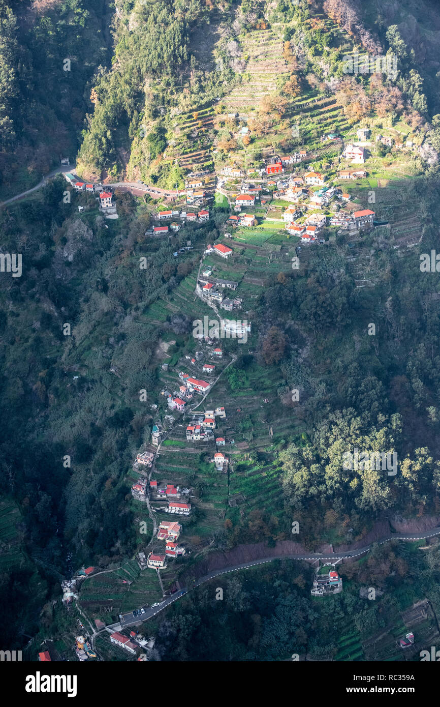 Nonnen Tal "Curral das Freiras", ein kleines Bergdorf im Herzen der Insel Madeira. Stockfoto