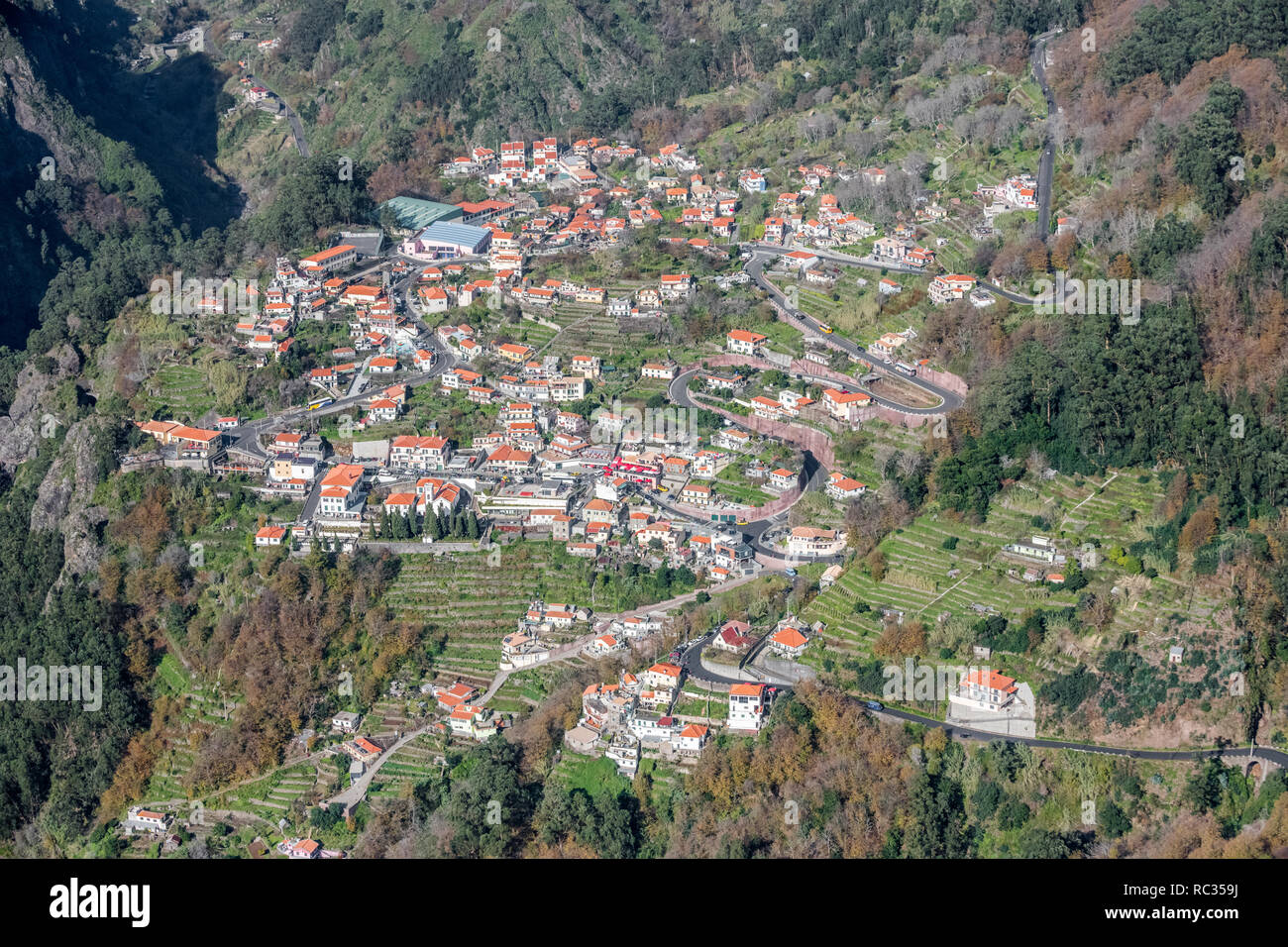 Nonnen Tal "Curral das Freiras", ein kleines Bergdorf im Herzen der Insel Madeira. Stockfoto