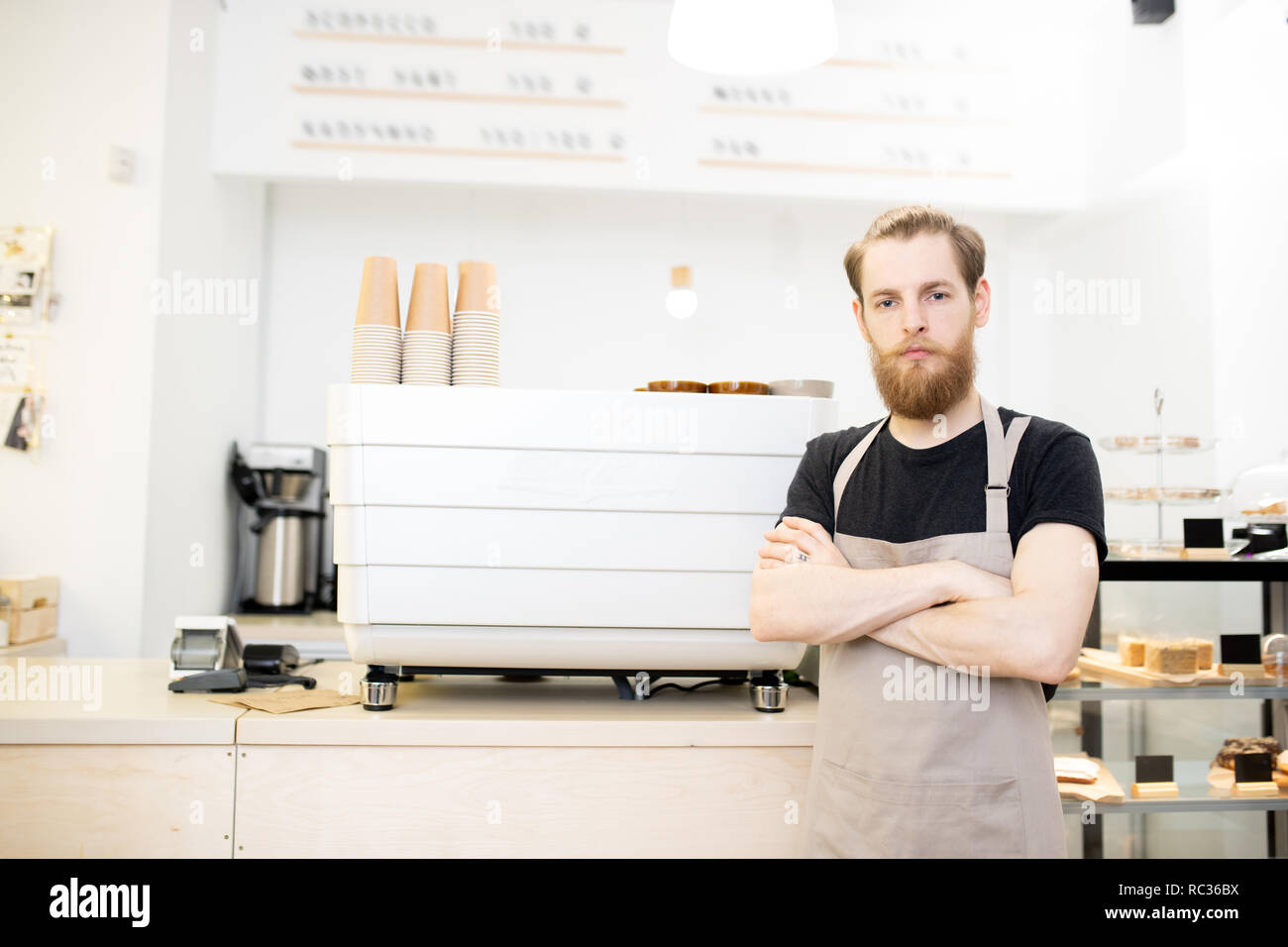 Junge Unternehmer im Coffee Shop Stockfoto