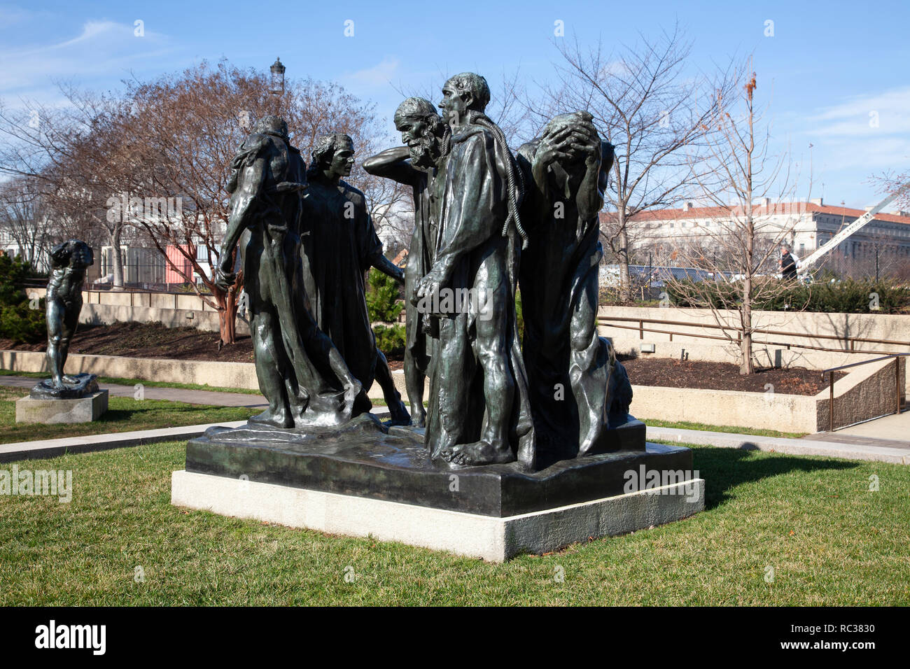 Bronze Skulptur "Die Bürger von Calais von Auguste Rodin auf dem Gelände des Hirshhorn Museum und der Skulpturengarten, Washington DC Stockfoto