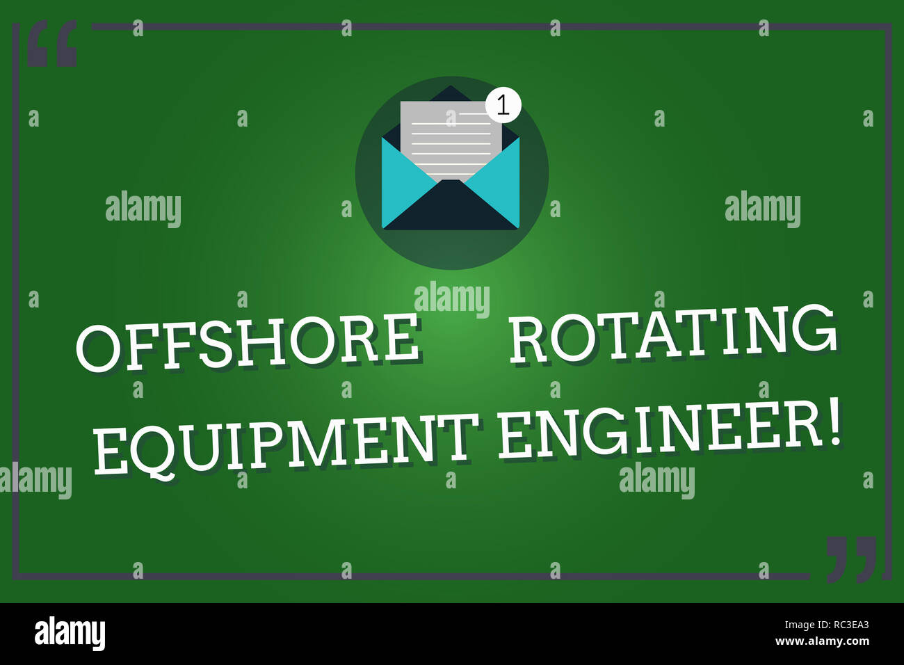 Wort schreiben Text Offshore Rotating Equipment Engineer. Business Konzept für Öl- und Gasindustrie engineering offenen Umschlag mit Papier Neue E-Nachr. Stockfoto