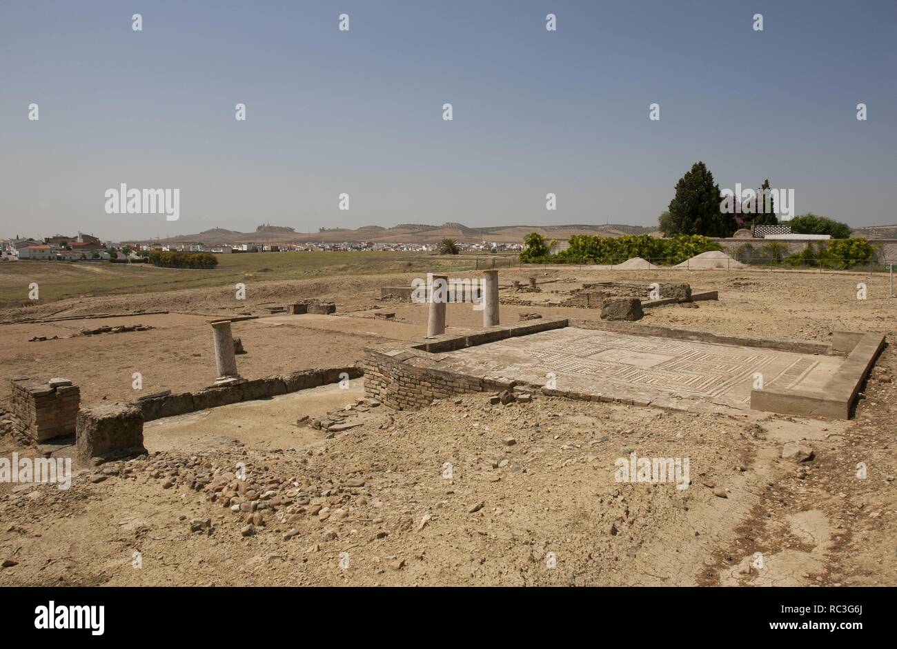 Spanien. Andalusien. Römischen Stadt Italica. 206 v. Chr. gegründet. Haus von Hylas. Domus-Roman. Mosaik. Stockfoto