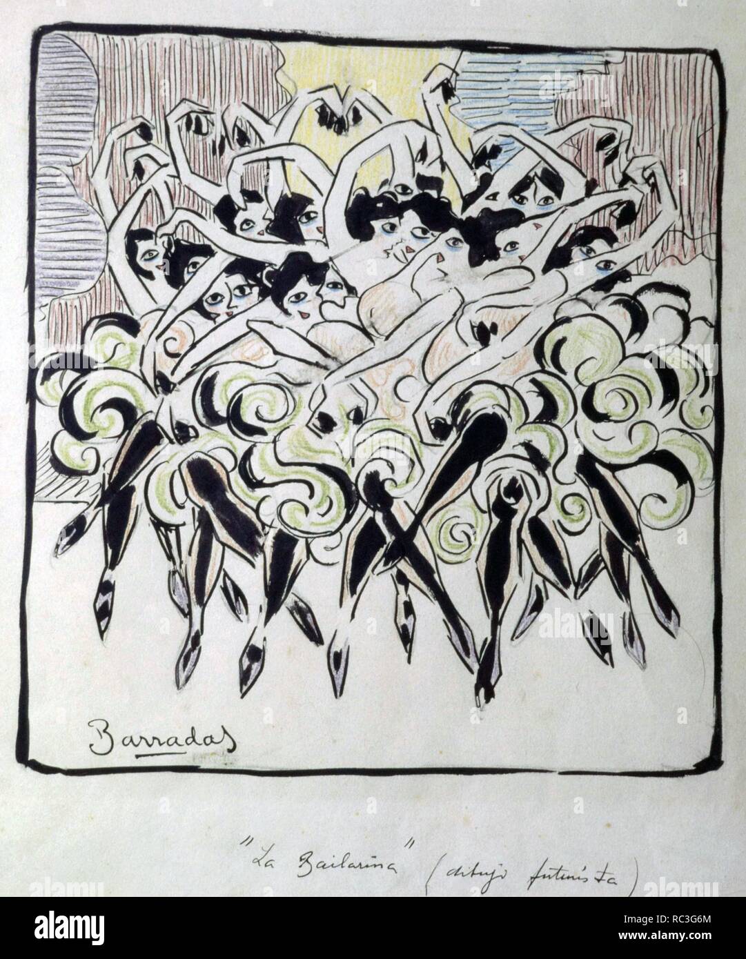 Rafael Barradas/' Die Tänzerin (futuristischen Zeichnung)', C. 1917, Tusche und Bleistift auf Papier. Stockfoto