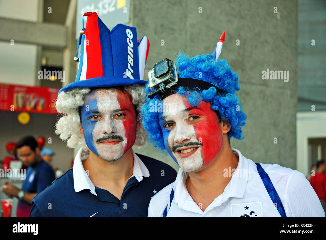 Fifa WM 2014, Französisch Unterstützer, Salvador da Bahia, Brasilien Stockfoto