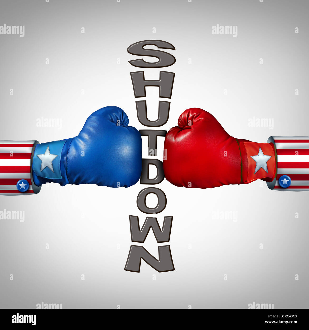 Republikanischer Demokrat shutdown politische Kampf als USA Regierung herunterfahren und den Vereinigten Staaten geschlossenen oder amerikanische Debatte wegen der Ausgabe Rechnung. Stockfoto