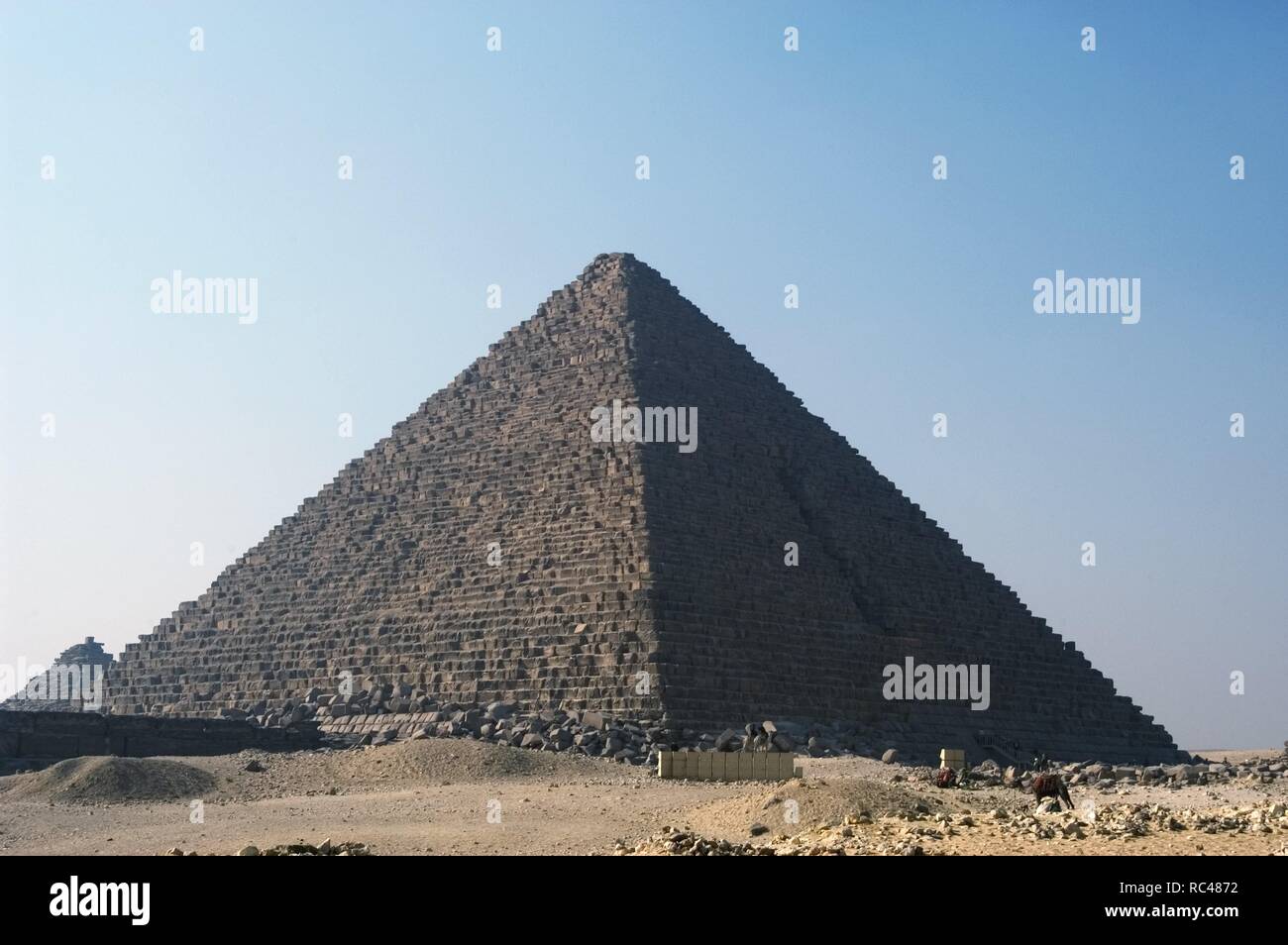 Ägypten. Die Große Pyramide von Gizeh Pyramide des Menkaure genannt. Die kleinste der drei Pyramiden von Gizeh. Grab der vierten Dynastie Pharao Menkaure. 26. Jahrhundert v. Chr. alte Königreich. Stockfoto