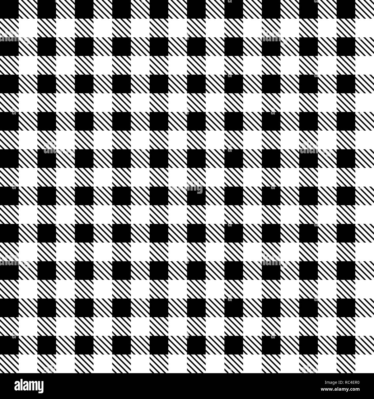 Schwarze und weiße Tischdecken Muster. Vector Illustration. Nahtlose Schachbrettmuster. Stock Vektor