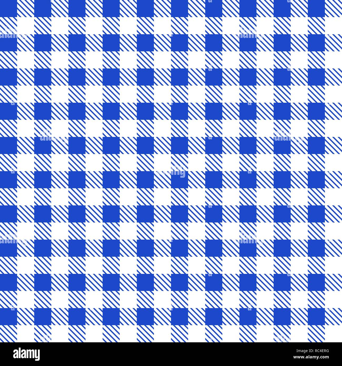 Blaue und weiße Tischdecken Muster. Vector Illustration. Nahtlose Schachbrettmuster. Stock Vektor